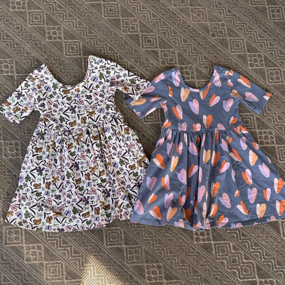 Quince Girls' Casual Twirl Dresses - Blue, White & Multicolor Prints